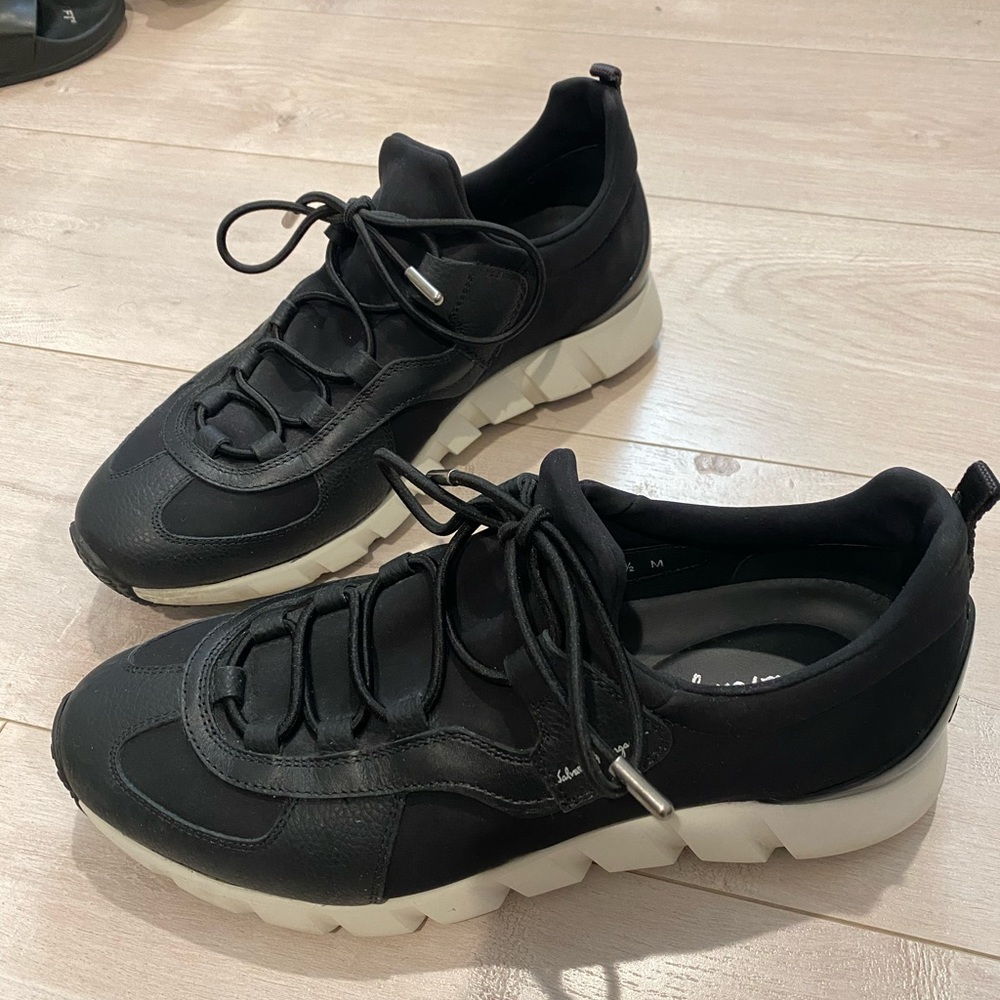 Men’s Ferragamo Black and White Sneakers